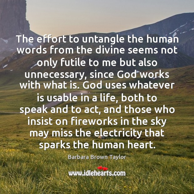 The effort to untangle the human words from the divine seems not Barbara Brown Taylor Picture Quote