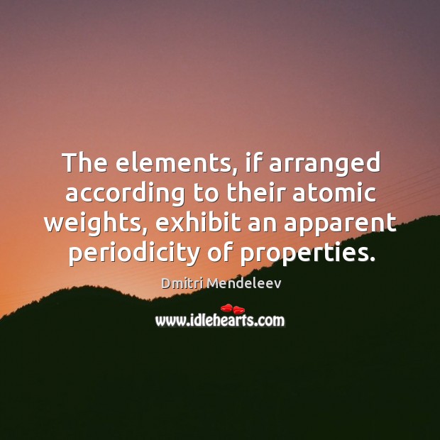 The elements, if arranged according to their atomic weights, exhibit an apparent Dmitri Mendeleev Picture Quote