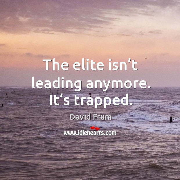 The elite isn’t leading anymore. It’s trapped. David Frum Picture Quote