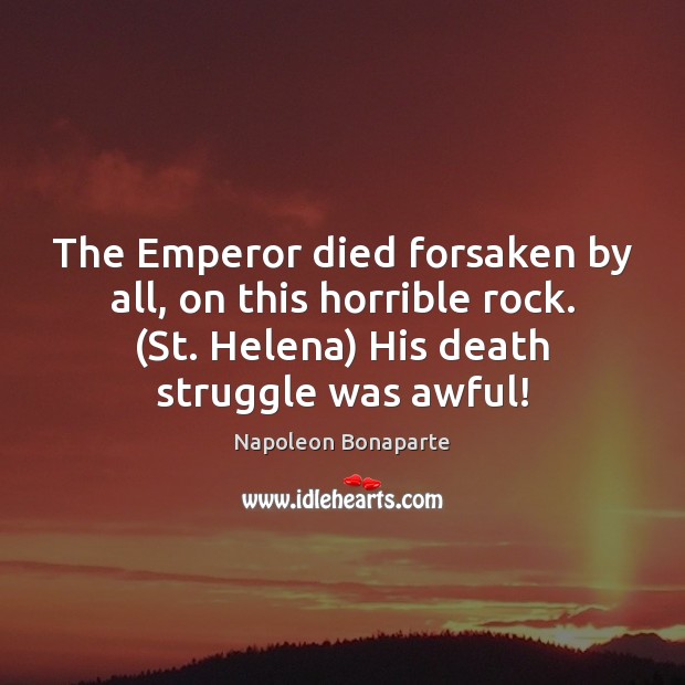 The Emperor died forsaken by all, on this horrible rock. (St. Helena) 