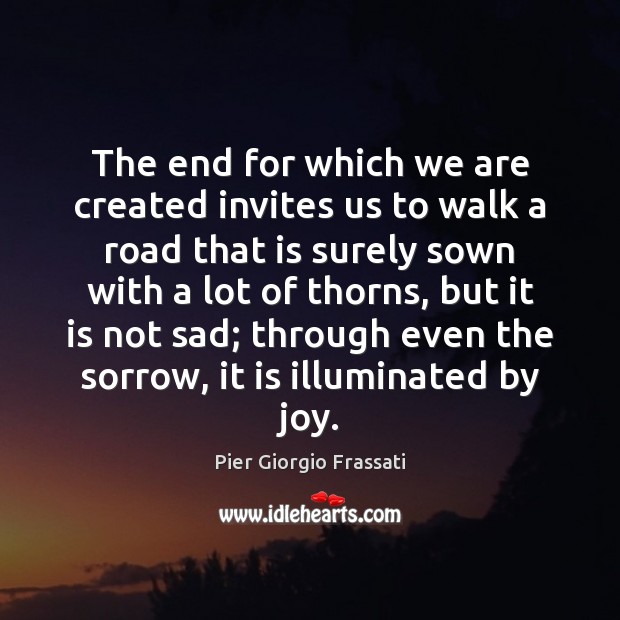 The end for which we are created invites us to walk a Pier Giorgio Frassati Picture Quote