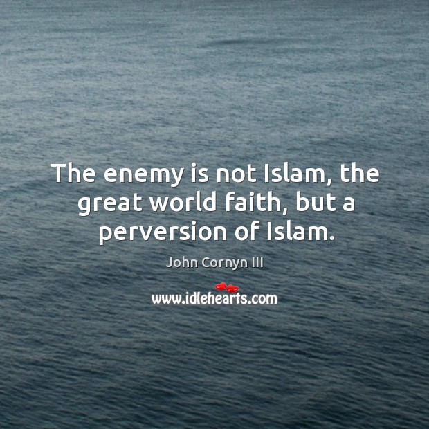 The enemy is not islam, the great world faith, but a perversion of islam. John Cornyn III Picture Quote