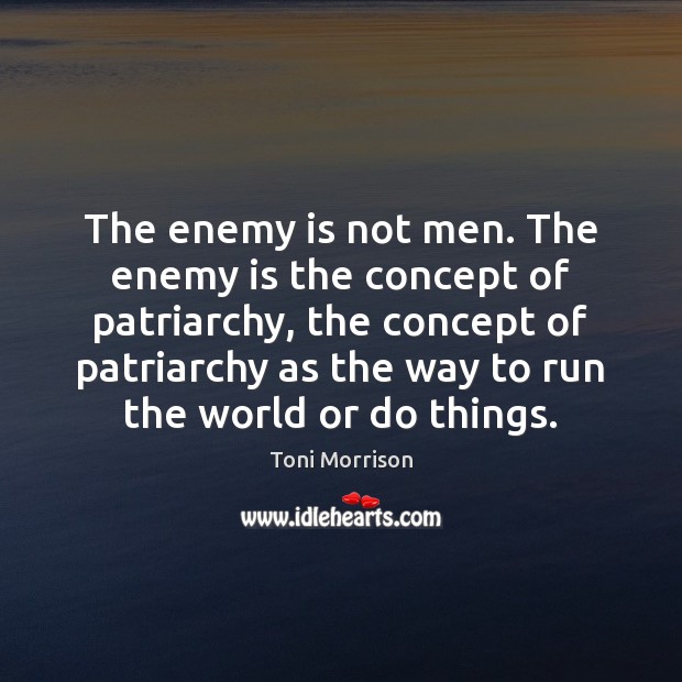 The enemy is not men. The enemy is the concept of patriarchy, Toni Morrison Picture Quote
