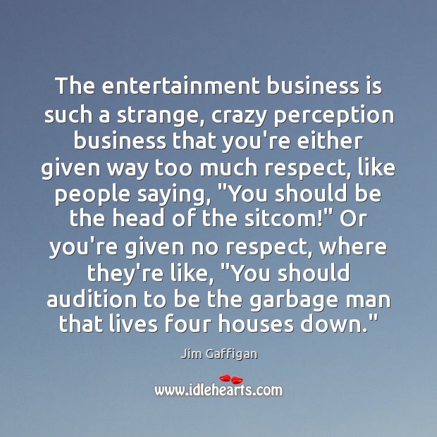 The entertainment business is such a strange, crazy perception business that you’re Jim Gaffigan Picture Quote