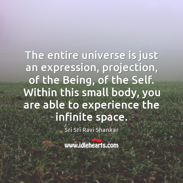 The entire universe is just an expression, projection, of the Being, of Sri Sri Ravi Shankar Picture Quote