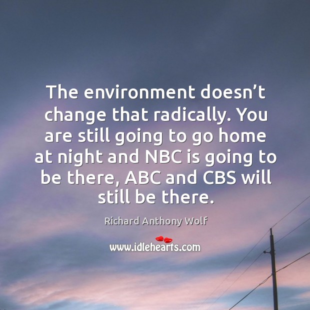 The environment doesn’t change that radically. Richard Anthony Wolf Picture Quote