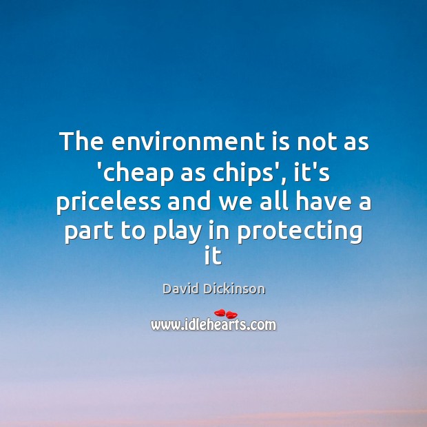The environment is not as ‘cheap as chips’, it’s priceless and we Image