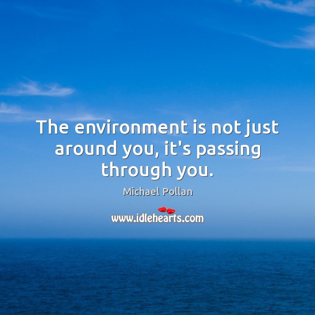The environment is not just around you, it’s passing through you. Michael Pollan Picture Quote