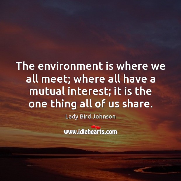 The environment is where we all meet; where all have a mutual Lady Bird Johnson Picture Quote
