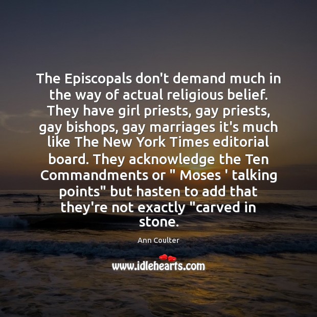 The Episcopals don’t demand much in the way of actual religious belief. Image