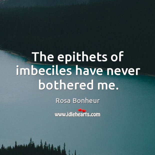 The epithets of imbeciles have never bothered me. Rosa Bonheur Picture Quote