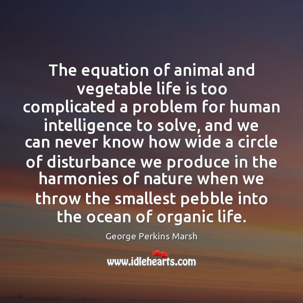 The equation of animal and vegetable life is too complicated a problem George Perkins Marsh Picture Quote