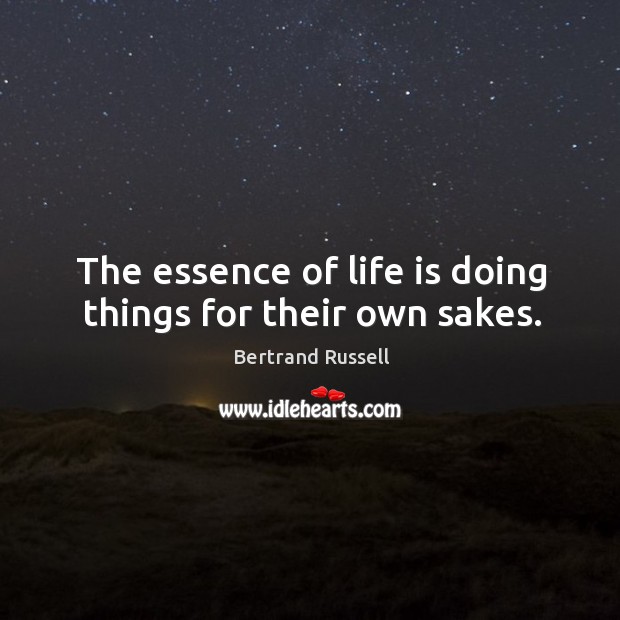 The essence of life is doing things for their own sakes. Image