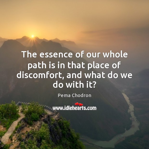 The essence of our whole path is in that place of discomfort, and what do we do with it? Image