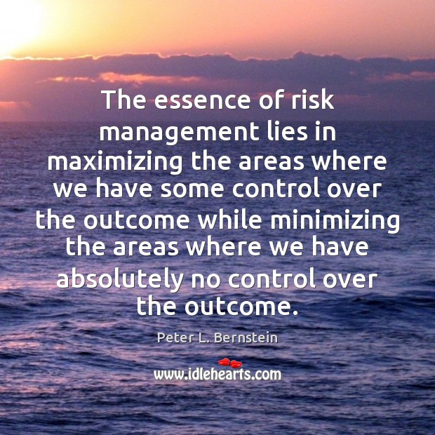 The essence of risk management lies in maximizing the areas where we Peter L. Bernstein Picture Quote