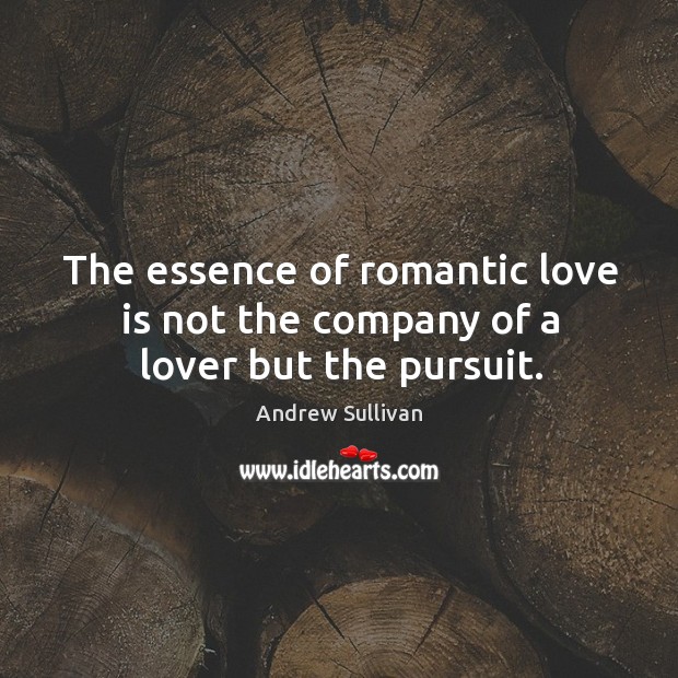 The essence of romantic love is not the company of a lover but the pursuit. Andrew Sullivan Picture Quote