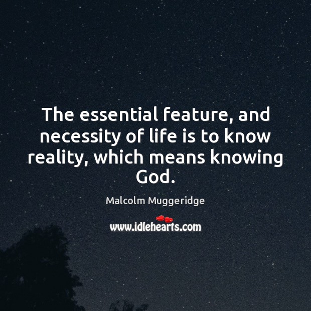 The essential feature, and necessity of life is to know reality, which means knowing God. Image