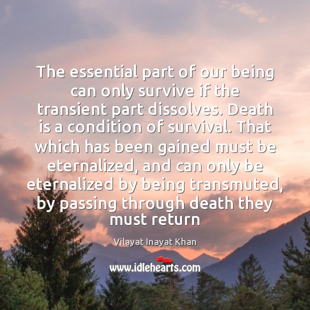 The essential part of our being can only survive if the transient Death Quotes Image