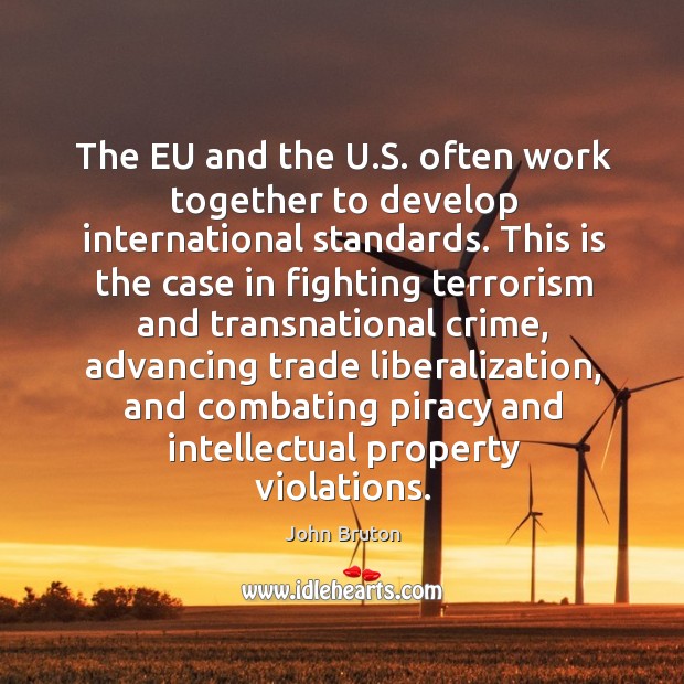 The eu and the u.s. Often work together to develop international standards. John Bruton Picture Quote