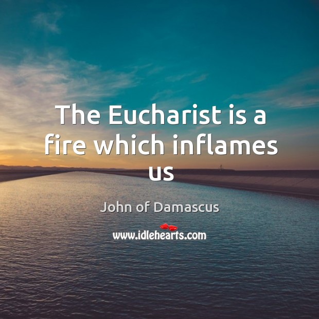 The Eucharist is a fire which inflames us John of Damascus Picture Quote