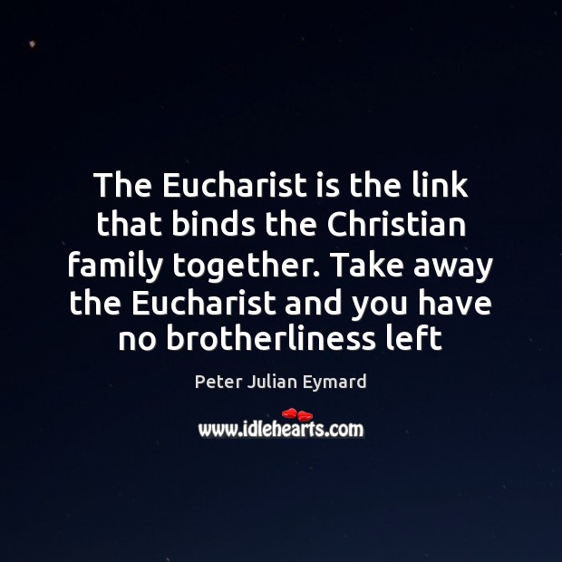 The Eucharist is the link that binds the Christian family together. Take Peter Julian Eymard Picture Quote