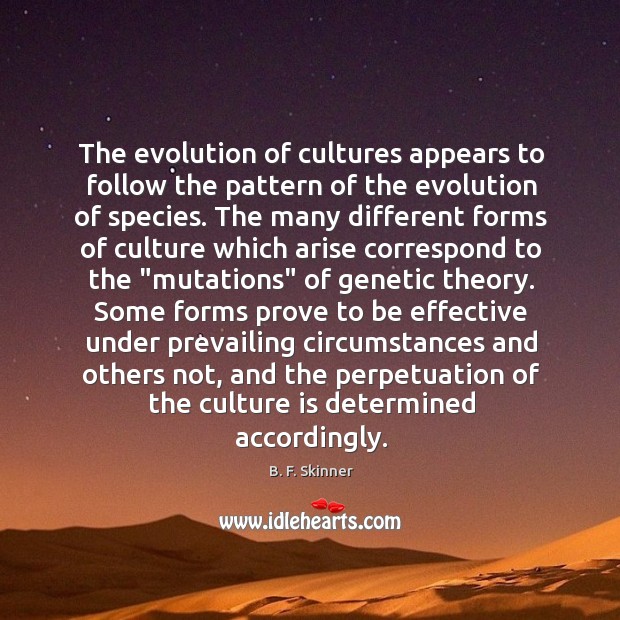The evolution of cultures appears to follow the pattern of the evolution B. F. Skinner Picture Quote
