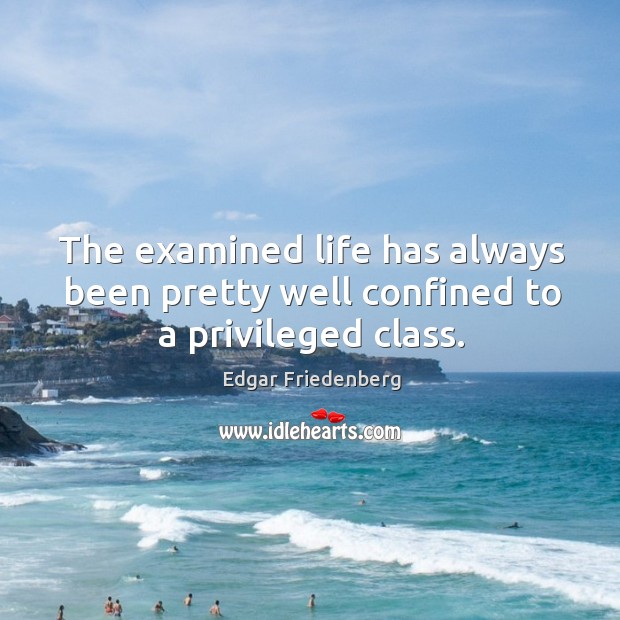 The examined life has always been pretty well confined to a privileged class. Edgar Friedenberg Picture Quote