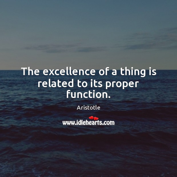 The excellence of a thing is related to its proper function. Image