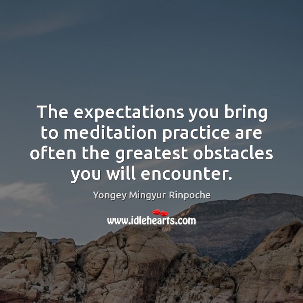 The expectations you bring to meditation practice are often the greatest obstacles Yongey Mingyur Rinpoche Picture Quote
