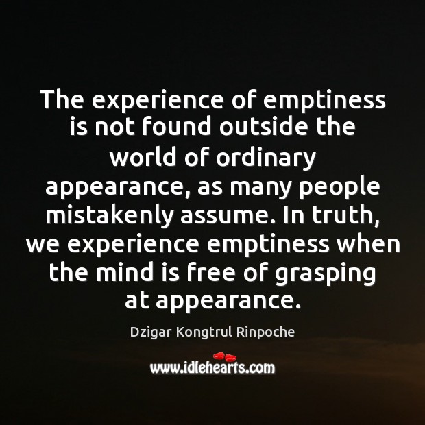 The experience of emptiness is not found outside the world of ordinary Dzigar Kongtrul Rinpoche Picture Quote