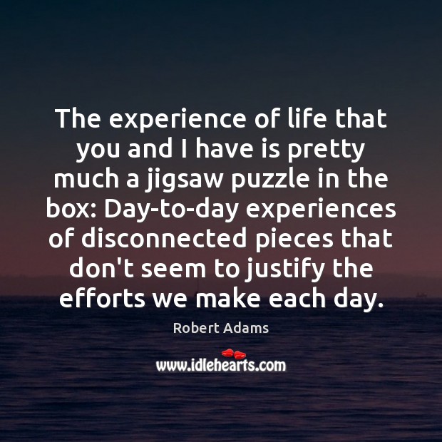 The experience of life that you and I have is pretty much Robert Adams Picture Quote