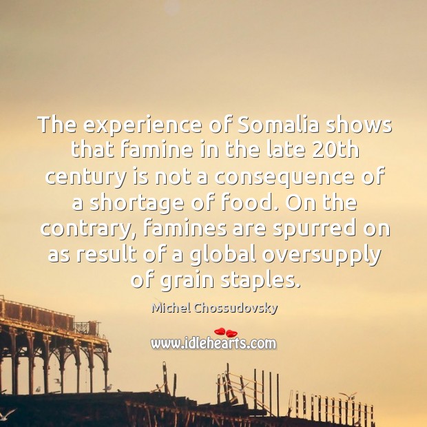 The experience of Somalia shows that famine in the late 20th century Michel Chossudovsky Picture Quote