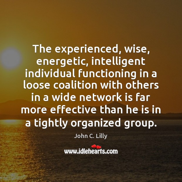 The experienced, wise, energetic, intelligent individual functioning in a loose coalition with John C. Lilly Picture Quote