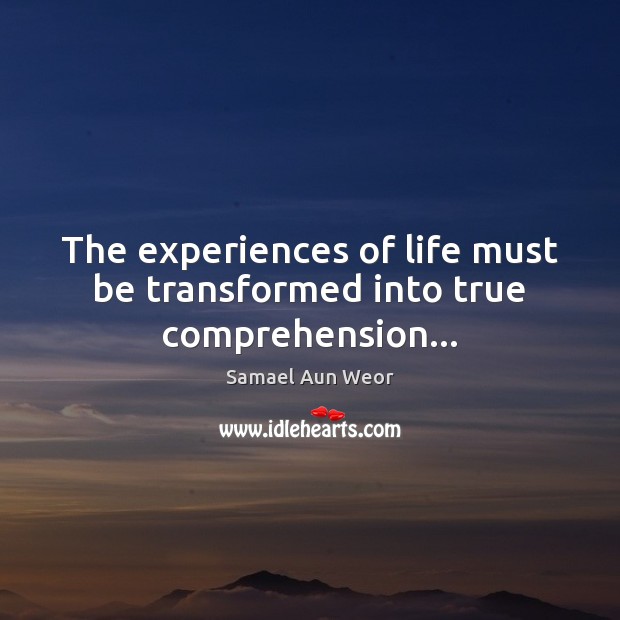 The experiences of life must be transformed into true comprehension… Samael Aun Weor Picture Quote