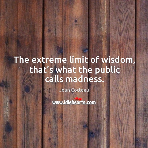 The extreme limit of wisdom, that’s what the public calls madness. Image