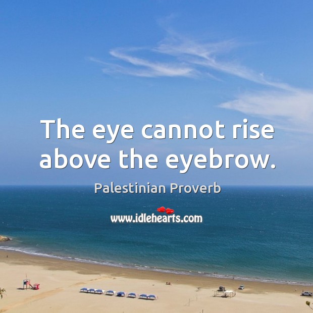 The eye cannot rise above the eyebrow. Image