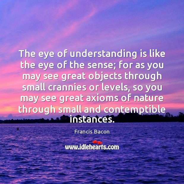 The eye of understanding is like the eye of the sense; for Francis Bacon Picture Quote