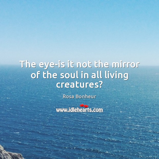 The eye-is it not the mirror of the soul in all living creatures? Rosa Bonheur Picture Quote
