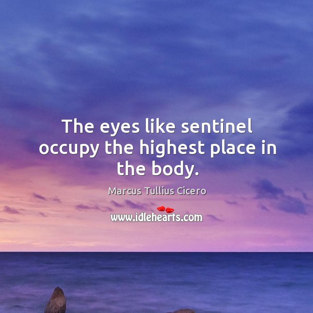 The eyes like sentinel occupy the highest place in the body. Marcus Tullius Cicero Picture Quote