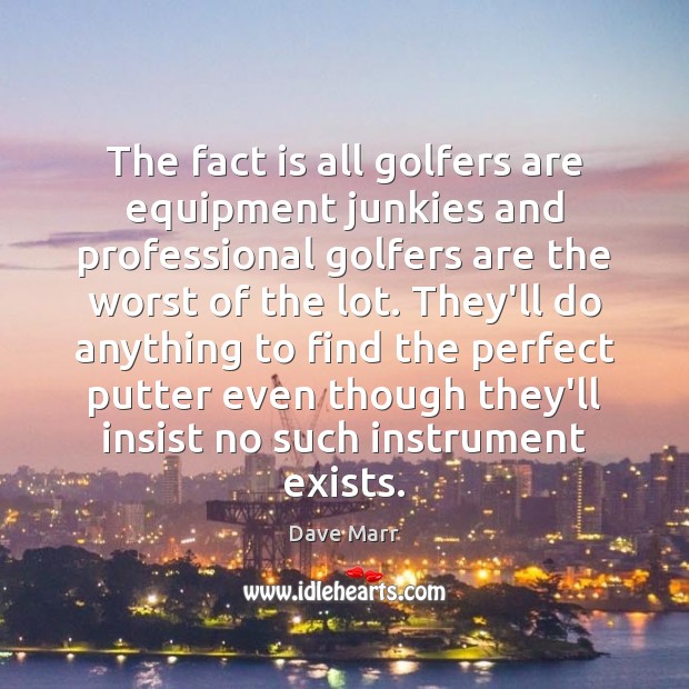 The fact is all golfers are equipment junkies and professional golfers are Image