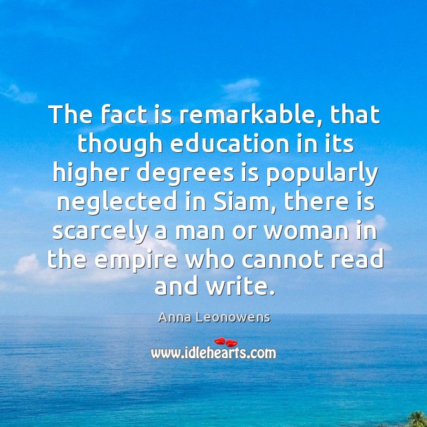 The fact is remarkable, that though education in its higher degrees is Image