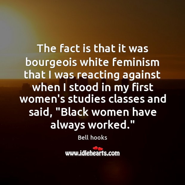 The fact is that it was bourgeois white feminism that I was 