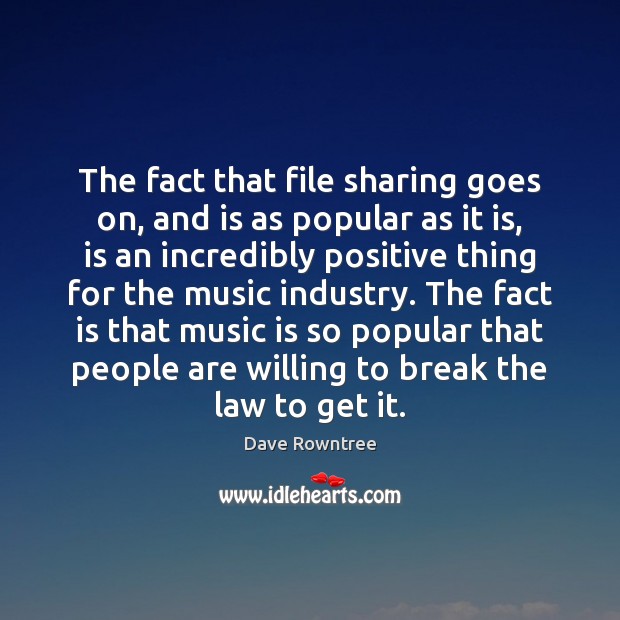 The fact that file sharing goes on, and is as popular as Dave Rowntree Picture Quote