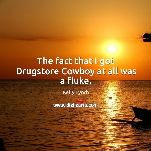 The fact that I got drugstore cowboy at all was a fluke. Kelly Lynch Picture Quote