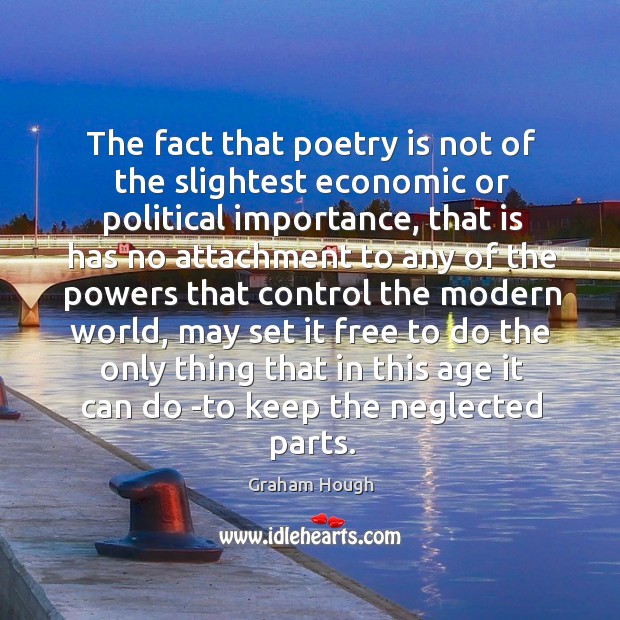 The fact that poetry is not of the slightest economic or political importance Poetry Quotes Image