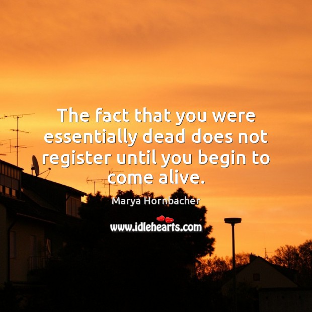 The fact that you were essentially dead does not register until you begin to come alive. Marya Hornbacher Picture Quote
