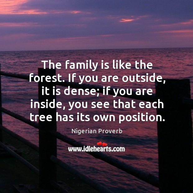 The family is like the forest. If you are outside, it is dense Nigerian Proverbs Image