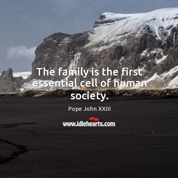 The family is the first essential cell of human society. Pope John XXIII Picture Quote