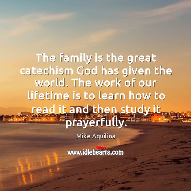The family is the great catechism God has given the world. The Mike Aquilina Picture Quote