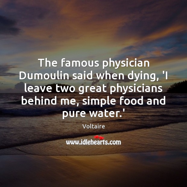 The famous physician Dumoulin said when dying, ‘I leave two great physicians Voltaire Picture Quote